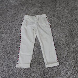 GAP Cream Ankle Pants with Multicolor Stripe